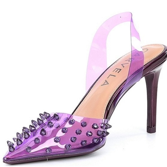 New Carvela Lápiz Clear Studded Sling Pumps - Picture 7 of 15